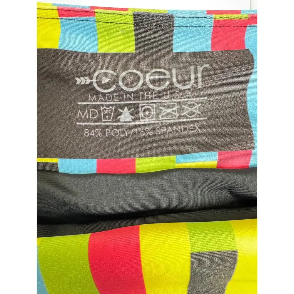 Coeur Running Shorts Women's M Black Multicolor Waist‎ Athletic Gym USA